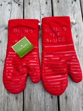 kate spade Red "Adding the Sauce" Oven Mitts